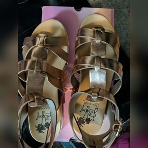 Jellypop Womens Eevi Gladiator Sandals Comfort 6.5 M Cognac Smooth Faux Leather